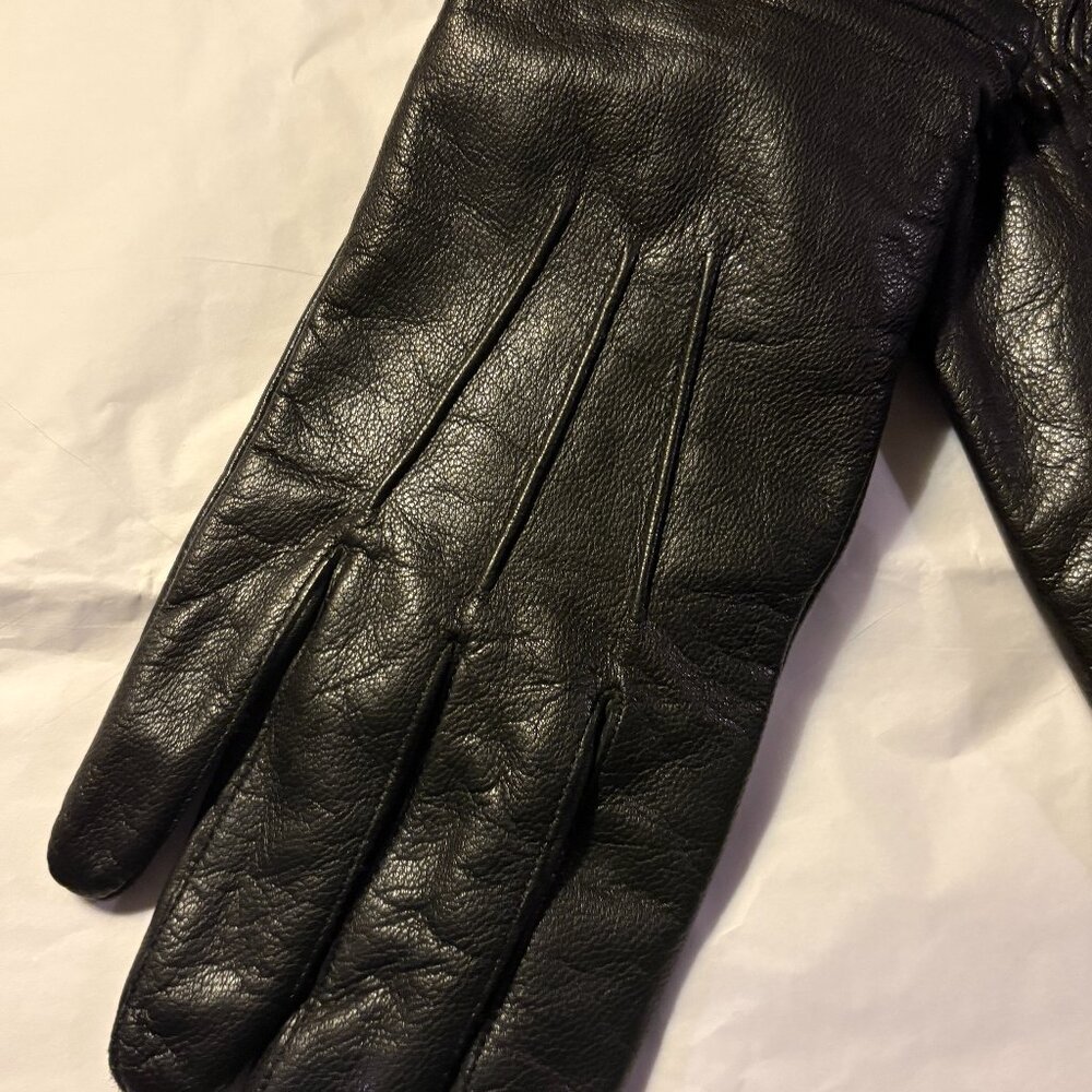 Banana Republic Cashmere Lined Goat Leather Black Sz L 25 cm Gloves $110